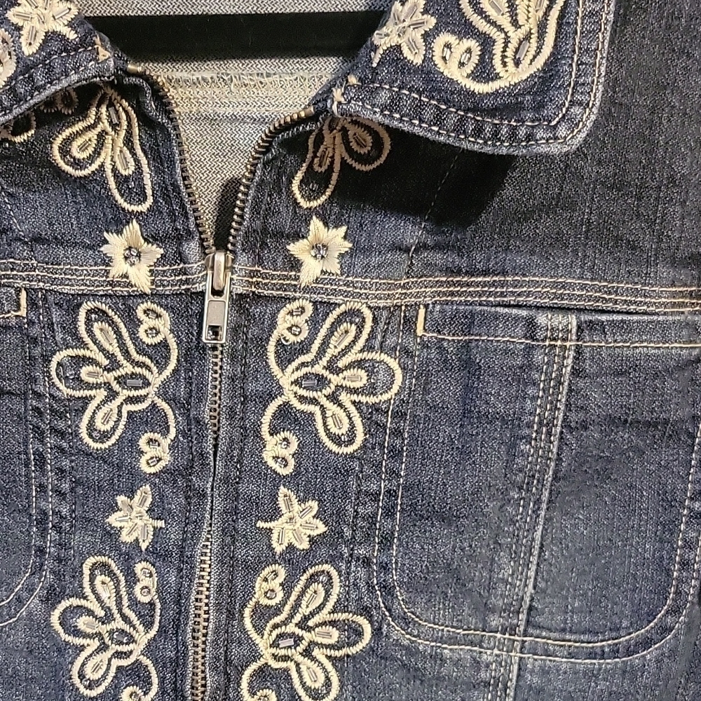 Chadwicks Blue Jean Jacket with Floral Embroidery - Picture 4 of 7